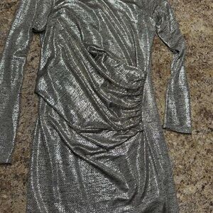 Cove Metallic Long Sleeve Dress -Lulus